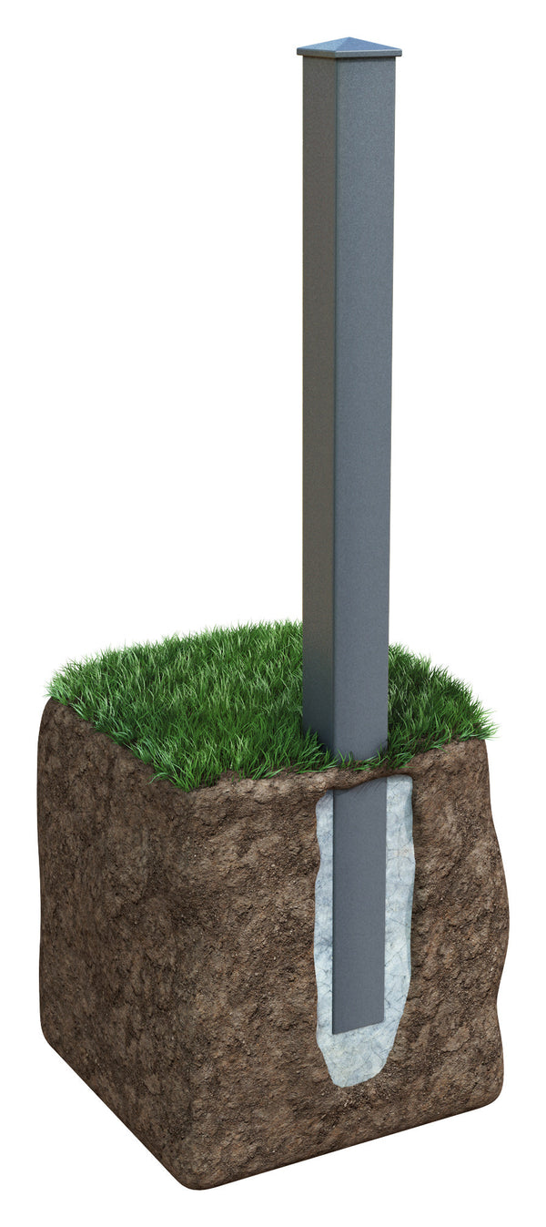 Zeichnung Einbetonierung Pfosten | Pulverbeschichtet Anthrazit