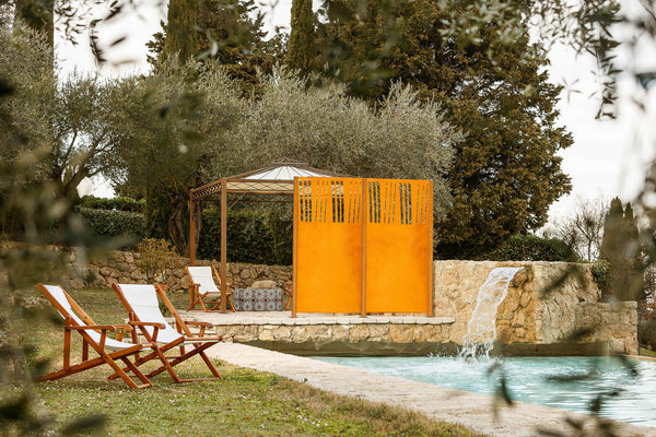 Sichtschutz Agri 2er-Set am Pool | Cortenstahl