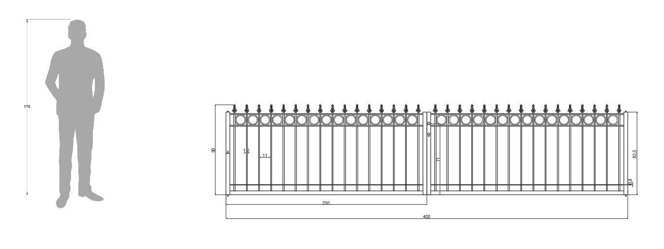 Tor Belluno als bemaßte Zeichnung