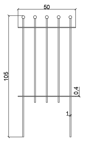 Steckzaun Ancona als bemaßte Zeichnung