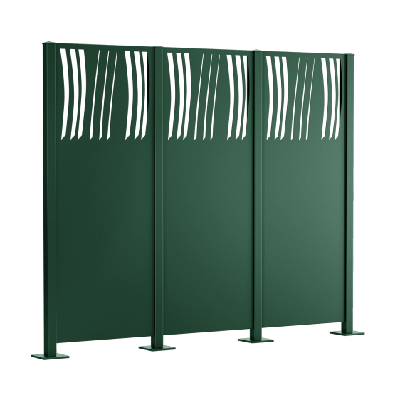 Metallsichtschutz Agri 3er Set zum Aufschrauben als 3D-Modell | Pulverbeschichtet Sonderfarbe RAL 6005 Moosgrün