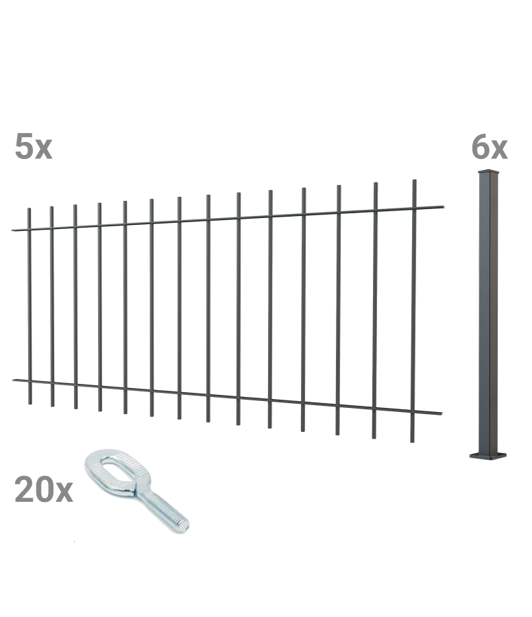 Zaunset Padua zum Aufschrauben als 3D-Modell | Pulverbeschichtet anthrazit